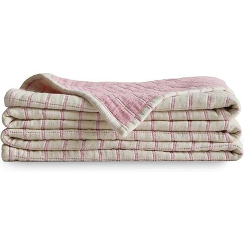 UnHide Summer Cotton Blanket, 100% Cotton Throw Blanket | Breathable, Lightweight, Cozy Throw Blanket for Picnic, Beach, Park, or Backyard, Machine Washable, 60" x 80", Pink