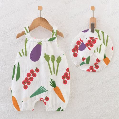 Baby Girl Different Vegetables Romper with Hat 6-12mo
