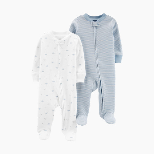 Carter's Zipper Footie with Snap (2 Pack) - Grey/Mint, Newborn