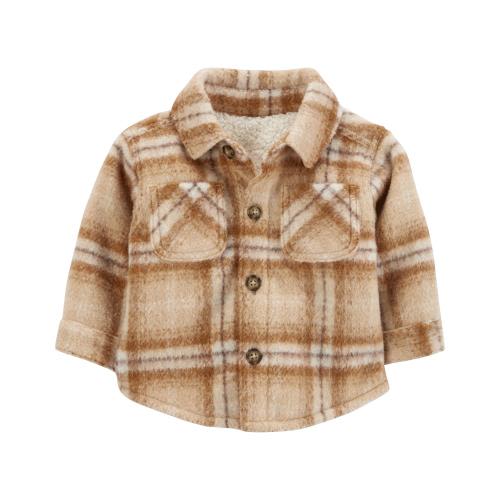 Baby Plaid Sherpa-Lined Shacket
- Style,Brown