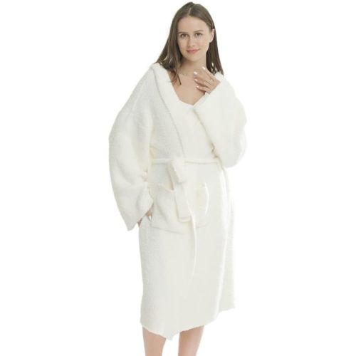 DOOWELL Women's Knit Lightweight Absorbent Robes, Soft Spa Bathrobe Loungewear with Pockets