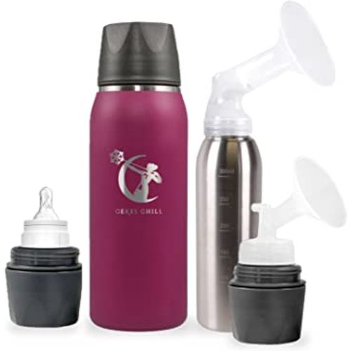 Breastmilk Chiller Reusable Storage Container (MILLILITERS) by CERES CHILL | Cooler - Keeps Milk at Safe temperatures for 20+ Hours | 12 to 34oz (Don’t Call Me “Hon” Plum)