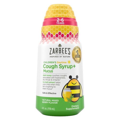 Zarbee's Kid's Cough + Mucus Daytime With Honey, Ivy Leaf, Zinc & Elderberry - Mixed Berry - 4 Fl Oz