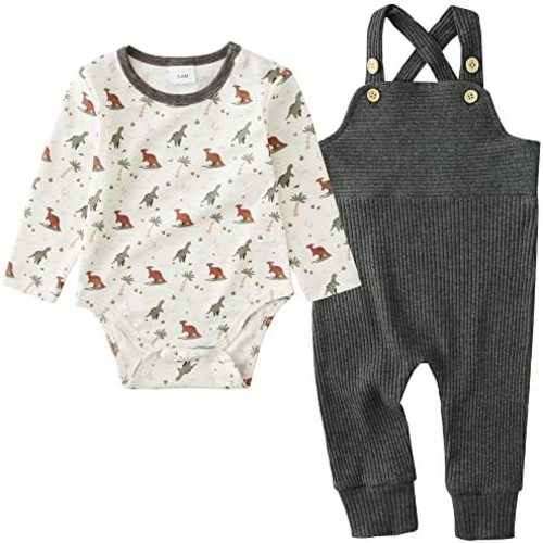 YUEMION Baby Boy Clothes Newborn Infant Boy Outfits 2Pcs Stripe Top Romper Pants Set 0-24 Months Overalls Toddler Boy Clothes