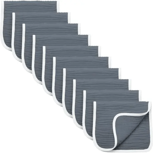 Synrroe Burp Cloths Large, Muslin Burp Cloths for Baby Girls and Boys, Pack of 10 Extra Absorbent and Soft Muslin Bibs, 6 Layers 20 by 10 Inches 100% Cotton (Dark Grey 10 Pack)