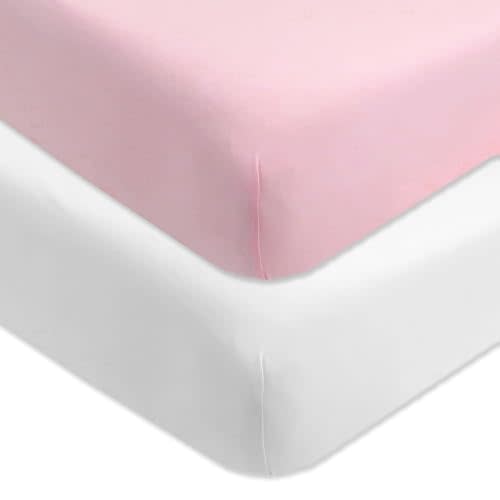 HonestBaby unisex-baby Classics Fitted Crib Sheets Set Standard Mattress, 100% Organic Cotton Baby Boys, Girls, Neutral, 1 Pack - Bright White, One Size