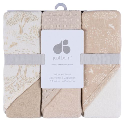 Just Born Baby 3-Pack Hooded Towels