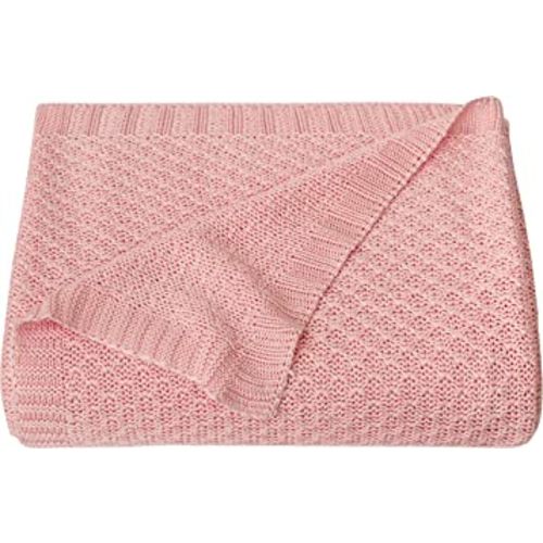 NTBAY Cable Knit Cooling Toddler Blanket, Soft and Breathable Baby Blanket 30x40 Inches Made from Rayon Derived from Bamboo for Crib, Stroller, Nursery, Pink