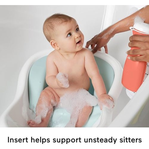 Fisher-Price Baby to Toddler Bath 4-in-1 Sling ‘n Seat Tub with Removable Infant Support and 2 Toys, Summer Blossoms