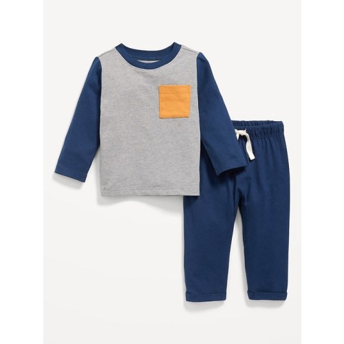 Long-Sleeve Jersey-Knit T-Shirt and Pants Set for Baby