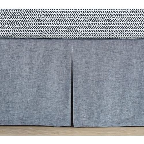 European Linen Cribskirt, Indigo