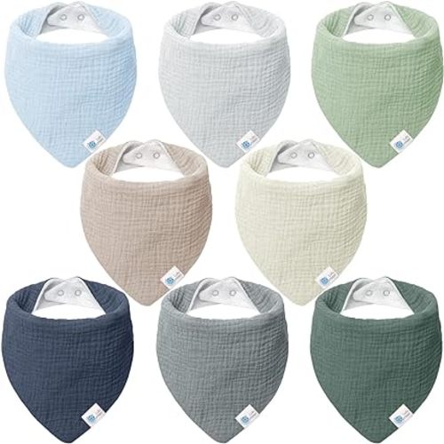 Lulumoon Muslin Baby Bibs 100% Cotton Baby Bandana Drool Bibs for Teething and Drooling, 8 Pack, Seashore