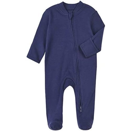 Aablexema Baby Footed Pajamas with Mitten Cuffs - Unisex Newborn Infant 2 Ways Zipper Cotton Footie Pjs