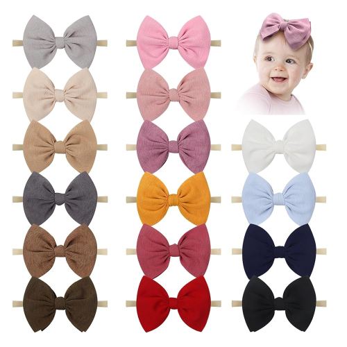 YanJie 4.5'' Baby Girls Soft Nylon Headbands Newborn Bows Handmade Hairbands Hair Accessories for Newborn Infant Toddler Kids 16Pcs