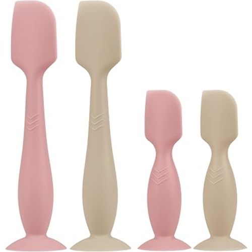 Baby Butt Paste Spatula - 4 Pack Diaper Cream Spatula Applicator Silicone Baby Butt Paste Spatula for Babies, Newborn, 2 x Large Size, 2 x Small Size (Sand/Blush)