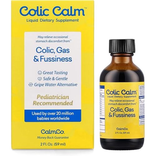 Colic Calm Infant Gripe Water for Colic, Helps Fussiness, Upset Stomach, and Baby Gas Relief, 2 fl oz (Pack of 1)
