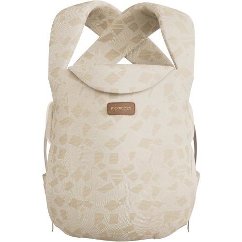 Momcozy Newborn Carrier WeeSnug - Lightweight and Cozy Comfort for 7-25 lbs, Ergonomic Cross-Back Support, Jacquard Weave, Hands-Free Baby Carrier with Lumbar Support, Geometry