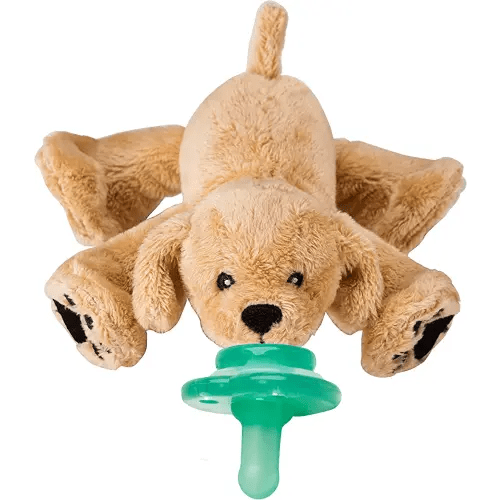 Nookums Paci-Plushies Buddies - Retriever Pacifier Holder - Adapts to Name Brand Pacifiers, Suitable for All Ages, Plush Toy Includes Detachable Pacifier