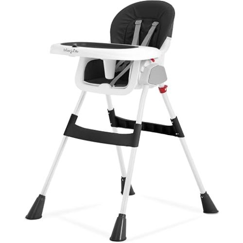 Dream On Me TableTalk 2-in-1 Convertible High Chair, 5-Point Harness, Black | Dishwasher Safe Tray, Steel Frame, Easy to Clean Removable Seat Pad, For 6-36 months Toddlers, Compact & Quick Folding Design