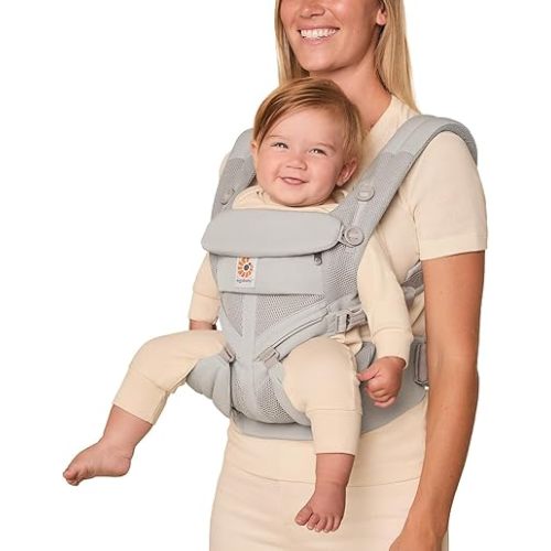 Ergobaby Omni Classic Baby Carrier Newborn to Toddler - Breathable Baby Carriers for Summer - All-Position Carrier with Lumbar Support (7-45 Pounds), Mesh, Pearl Grey