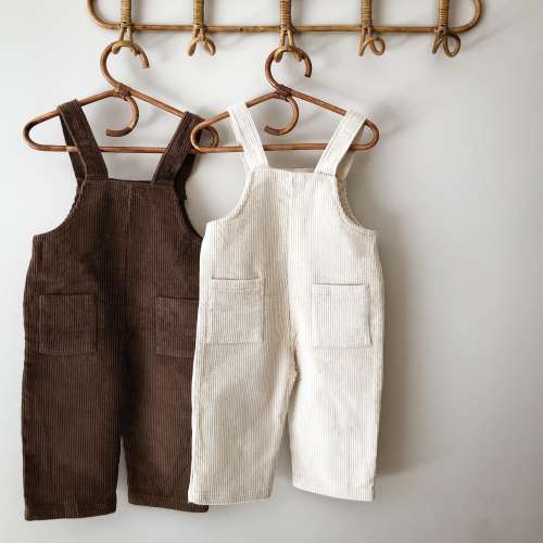 Childrens Boys/Girls Chunky Corduroy Pocket Overalls Cord Dungarees Size 6 months to 5-7 Years Cream Brown Green Yellow
