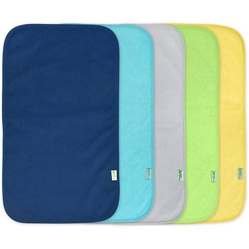 green sprouts Stay-Dry Burp Pads (5 Count) | Ultimate protection from drools & spit ups | Waterproof protection, Soft & absorbent terry, Machine washable
