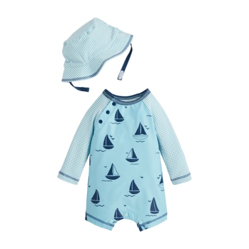 Sailboat Rash Guard And Hat Set | Mud Pie
