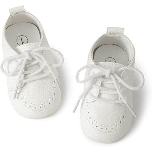 Meckior Infant Baby Boys Girls Classic PU Leather Wedding Loafers Brogue Toddler Oxford Dress Shoes First Steps Walking Flat Lazy Crib Shoe