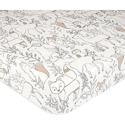 Crane Woodland Animal Crib Sheets - 100% Cotton, Breathable, Fitted for Standard Crib Mattress, 28"x52", Boys & Girls