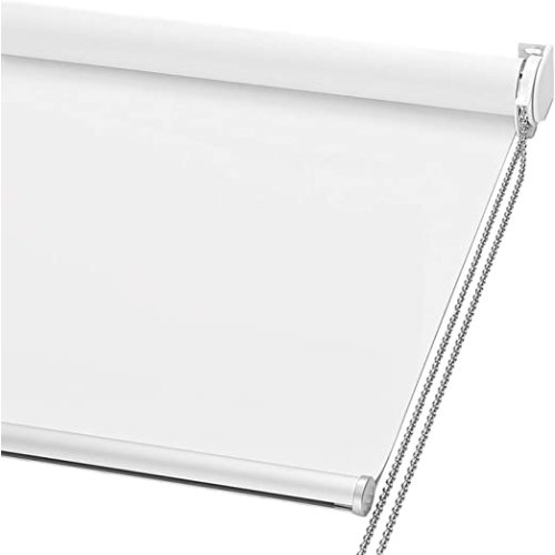 ChrisDowa 100% Blackout Roller Shade, Window Blind with Thermal Insulated, UV Protection Fabric. Total Blackout Roller Blind, White, 58" W x 72" H