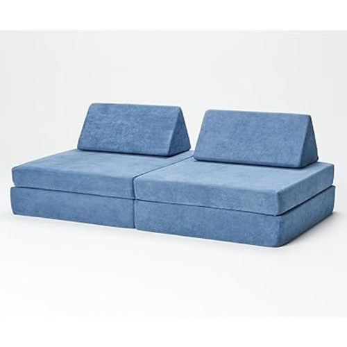 Modular Kids Play Couch, Endless Configurations, Great for Forts and Imaginative Play (Pacific Blue)