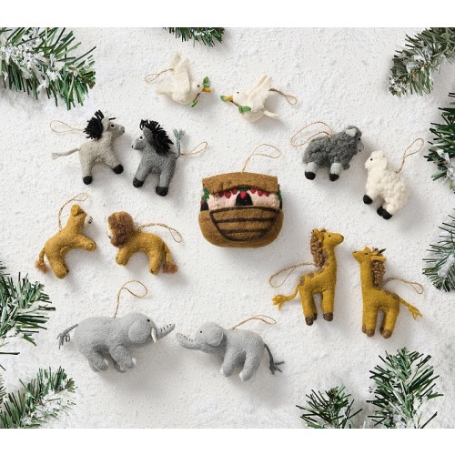 Felted Noah's Ark Ornaments, Set of 13