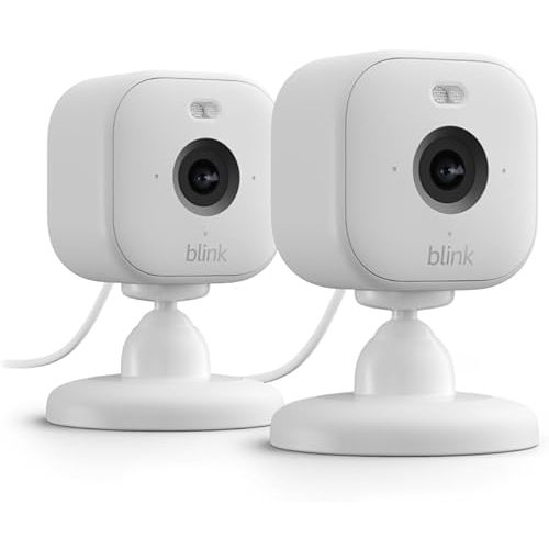 Blink Mini 2 (newest model) — Home Security & Pet Cameras with HD video, color night view, motion detection, two-way audio, and built-in spotlight — 2 cameras (White)