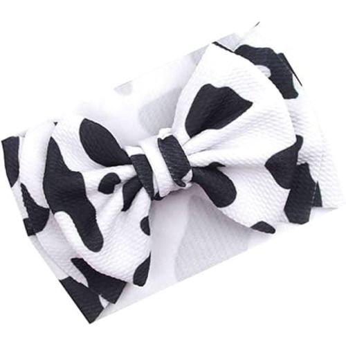 BBTDIN Baby Cow Turban Headband with Stria Hair Bows - Headwarp BBG52 (C1-Turban)