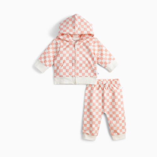 Hooded Sweatshirt & Jogger Set - Pink Check