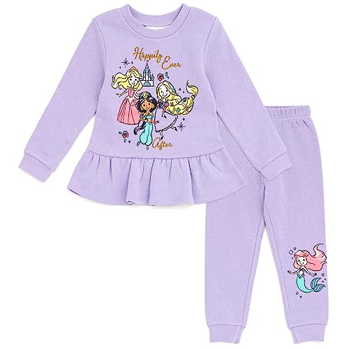 Disney Girls Fleece Sweatshirt and Jogger Pants Outfit Set Newborn to Big Kid Sizes (Newborn - 14-16)