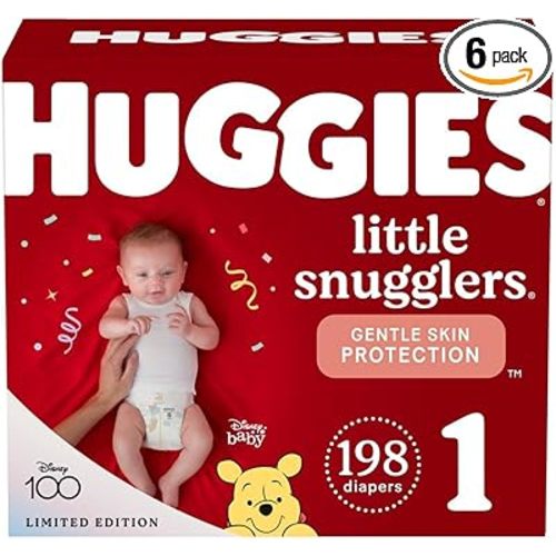 Baby Diapers Size 1 (8-14 lbs), 198ct, Huggies Little Snugglers Newborn Diapers