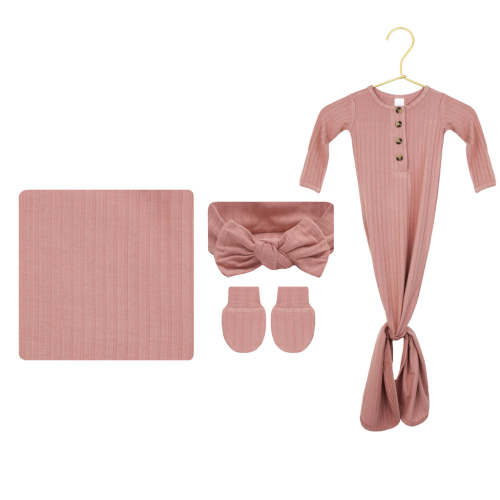 Jane Ribbed Newborn Headband Bundle (Gown)