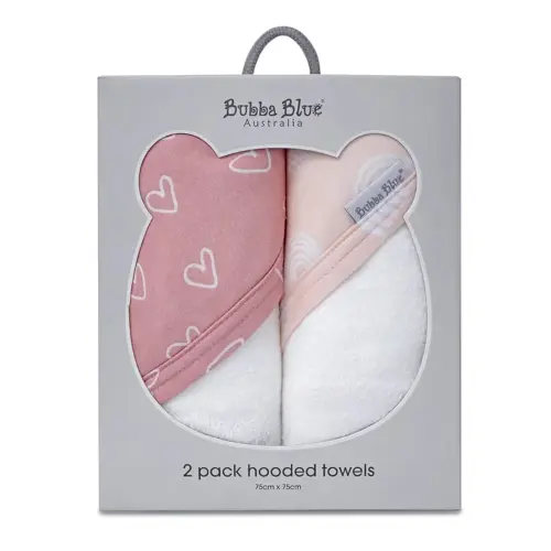 2PK Bubba Blue Bamboo 6.75x75cm Nordic Hooded Towel Baby 0-12m Dusty Berry/Rose : Amazon.com.au: Baby