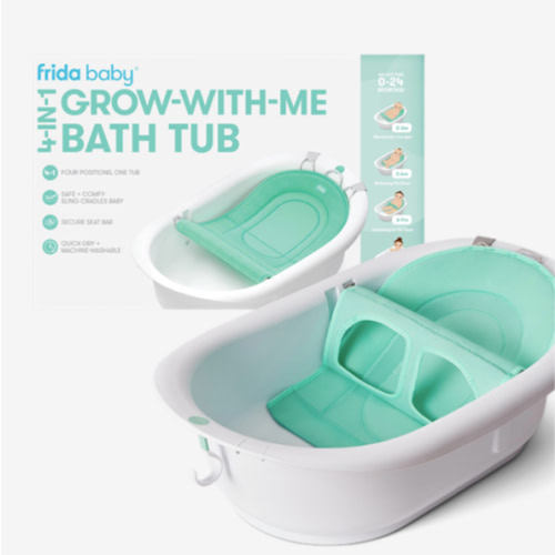 Frida Baby 4-in-1 Grow-with-Me Baby Bathtub, Baby Tub for Newborns to Toddler with Removable Bath Seat & Backrest for Bath Support in Tub