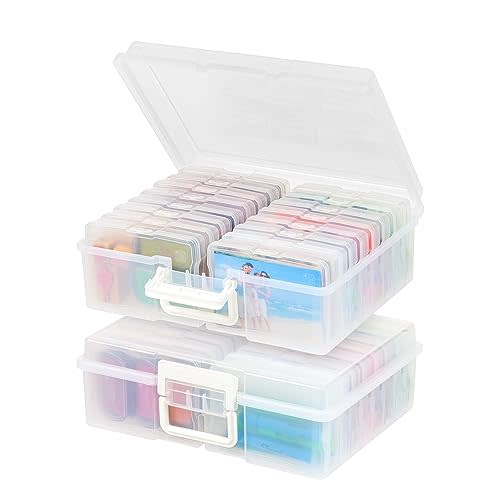 IRIS USA 4" x 6" Photo Storage Craft Keeper, 2 Pack, Main Container with 16 Organization Cases for Pictures, Crafts, Scrapbooking, Stationery Storage, Protection and Organization, Clear
