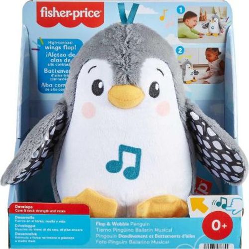 Fisher Price Baby Tummy Time Toy Flap & Wobble Penguin Electronic Plush Doll