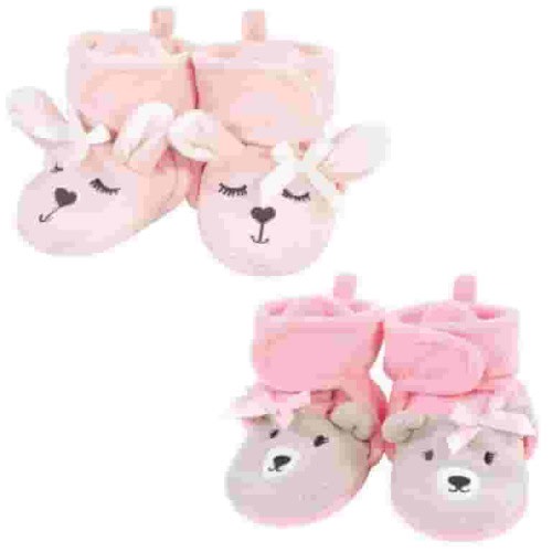 Hudson Baby Infant Girl Cozy Fleece Booties, Bunny Bear, 6-12 Months