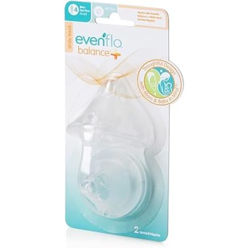 Amazon.com : Evenflo Feeding Balance Plus Wide Neck Nipples for The Balance Plus Wide Neck Baby Bottles - Helps Reduce Colic - Fast Flow/X-Cut, 8 Months and Up (Pack of 2) : Baby