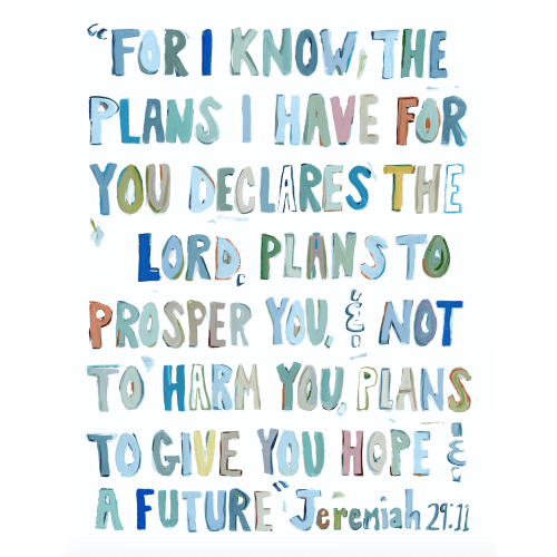 Jeremiah 29:11 BLUES on paper – Chelsea McShane Art