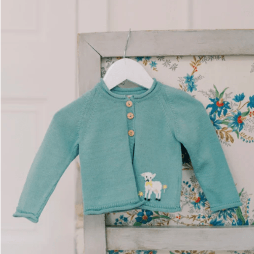 Sage Green Eden Cotton Baby Cardigan | La Coqueta UK – La Coqueta Kids
