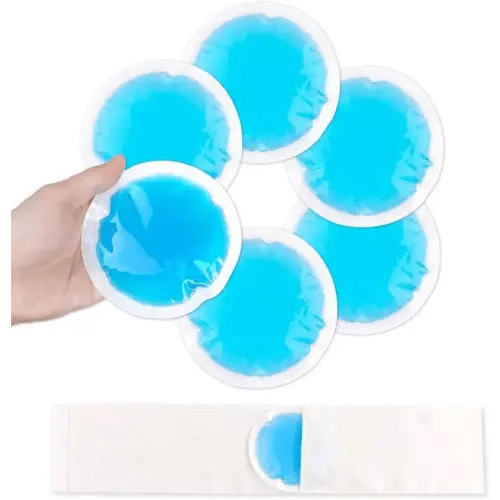 NEWGO Small Ice Packs for Injuries, 6 Pack Round Ice Packs for Face, FSA HSA Eligible Hot Cold Pack Circular Cold Compress with Cloth Backing & Sleeve for Pain Relief, Toothaches, Breast Surgery