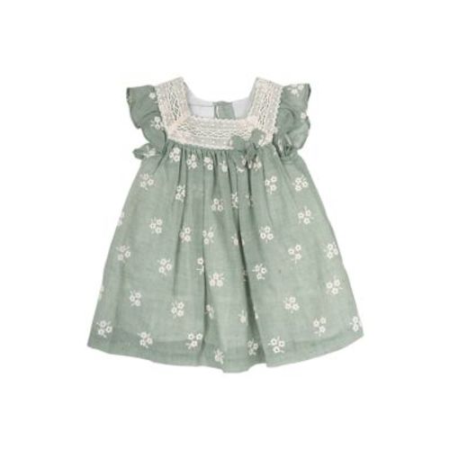 Baby Girls Cotton Eyelet Lace Trim Dress