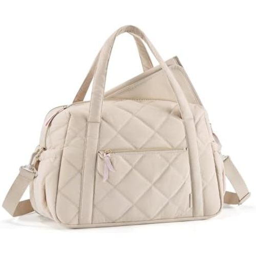 mommore Diaper Bag Tote Large Expandable Baby Travel Tote for 2 Kids Twins, Quilted Hospital Bag for Mom, Weekender