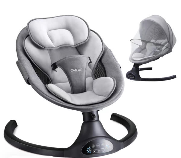 LAREX Baby Swing for Infants | Electric Bouncer for Babies,Portable Swing for Baby Boy Girl,Remote Control Indoor Baby Rocker with 5 Sway Speeds,1 Seat Positions,10 Music and Bluetooth - TikTok Shop